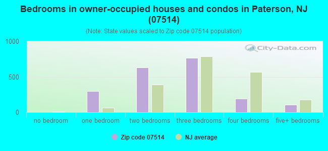Bedrooms in owner-occupied houses and condos in Paterson, NJ (07514) 