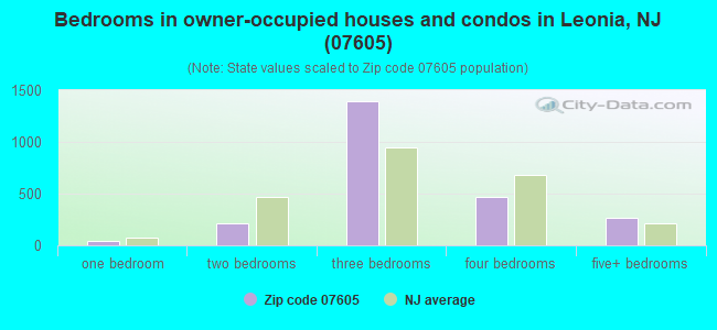 Bedrooms in owner-occupied houses and condos in Leonia, NJ (07605) 