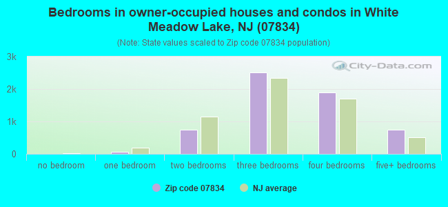 Bedrooms in owner-occupied houses and condos in White Meadow Lake, NJ (07834) 
