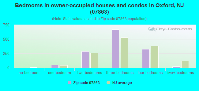 Bedrooms in owner-occupied houses and condos in Oxford, NJ (07863) 