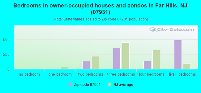 Bedrooms in owner-occupied houses and condos in Far Hills, NJ (07931) 