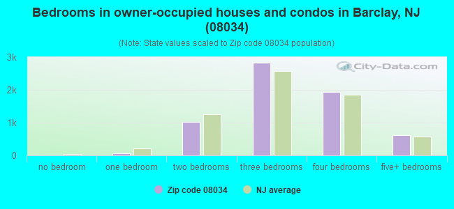 Bedrooms in owner-occupied houses and condos in Barclay, NJ (08034) 