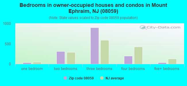 Bedrooms in owner-occupied houses and condos in Mount Ephraim, NJ (08059) 