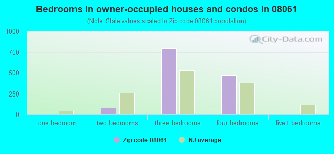 Bedrooms in owner-occupied houses and condos in 08061 