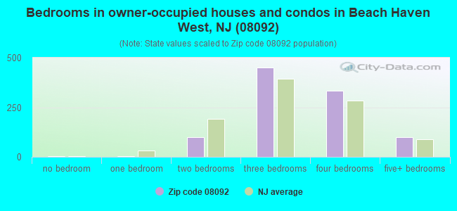 Bedrooms in owner-occupied houses and condos in Beach Haven West, NJ (08092) 