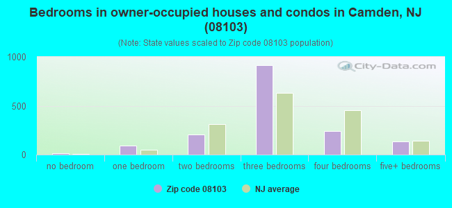 Bedrooms in owner-occupied houses and condos in Camden, NJ (08103) 