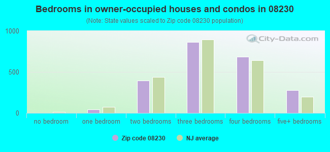 Bedrooms in owner-occupied houses and condos in 08230 
