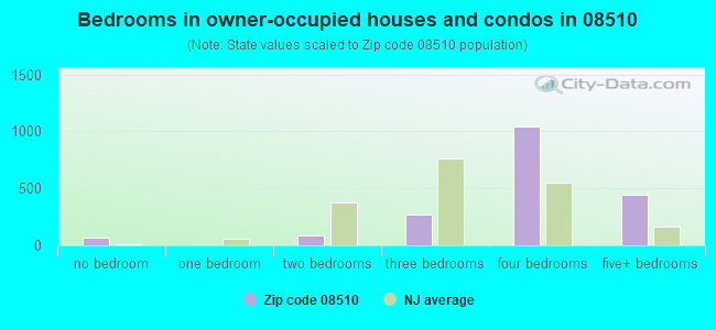 Bedrooms in owner-occupied houses and condos in 08510 