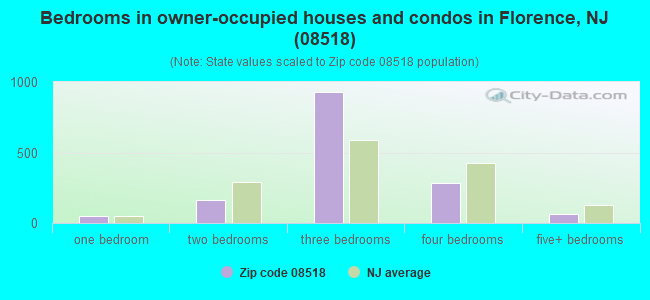Bedrooms in owner-occupied houses and condos in Florence, NJ (08518) 