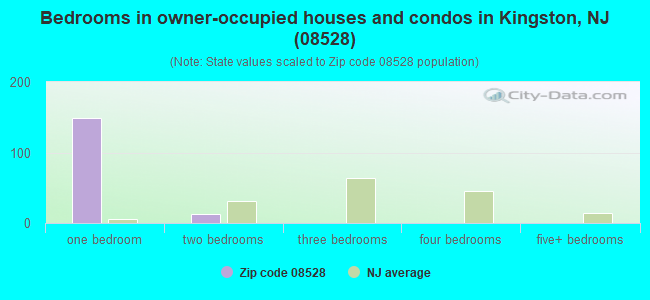 Bedrooms in owner-occupied houses and condos in Kingston, NJ (08528) 