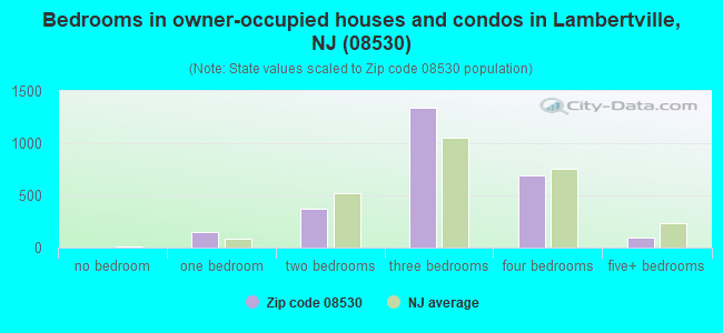 Bedrooms in owner-occupied houses and condos in Lambertville, NJ (08530) 