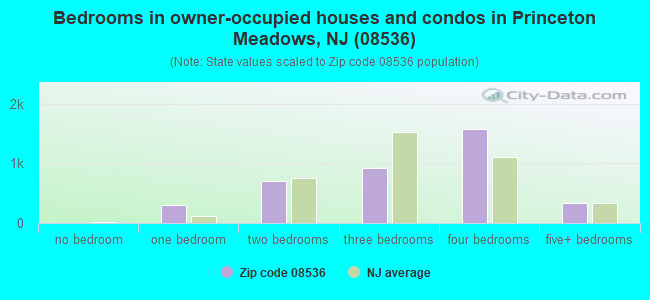 Bedrooms in owner-occupied houses and condos in Princeton Meadows, NJ (08536) 