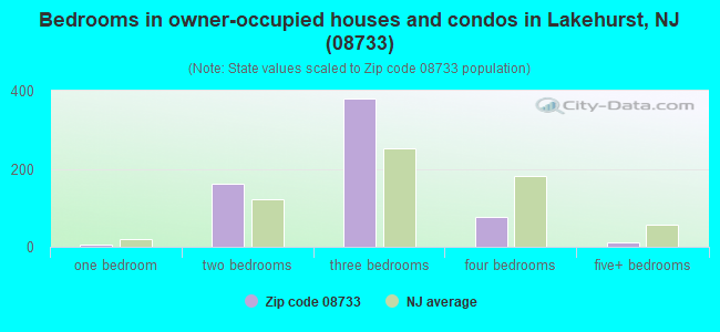 Bedrooms in owner-occupied houses and condos in Lakehurst, NJ (08733) 