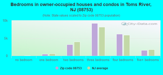 Bedrooms in owner-occupied houses and condos in Toms River, NJ (08753) 