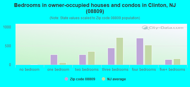 Bedrooms in owner-occupied houses and condos in Clinton, NJ (08809) 