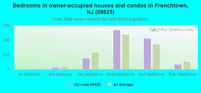 Bedrooms in owner-occupied houses and condos in Frenchtown, NJ (08825) 
