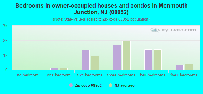 Bedrooms in owner-occupied houses and condos in Monmouth Junction, NJ (08852) 