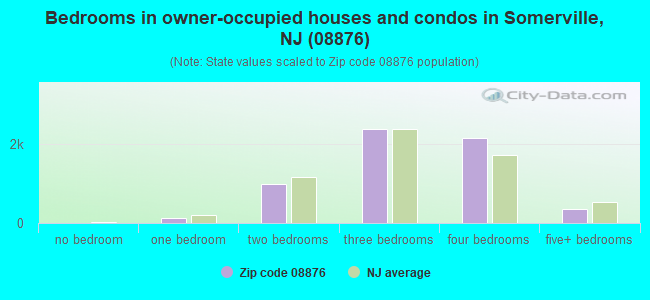 Bedrooms in owner-occupied houses and condos in Somerville, NJ (08876) 