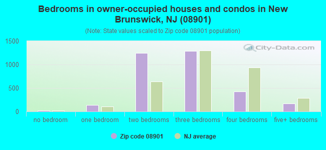 Bedrooms in owner-occupied houses and condos in New Brunswick, NJ (08901) 