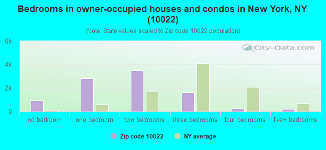 Bedrooms in owner-occupied houses and condos in New York, NY (10022) 
