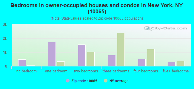 Bedrooms in owner-occupied houses and condos in New York, NY (10065) 