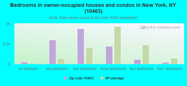 Bedrooms in owner-occupied houses and condos in New York, NY (10463) 