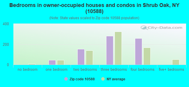 Bedrooms in owner-occupied houses and condos in Shrub Oak, NY (10588) 
