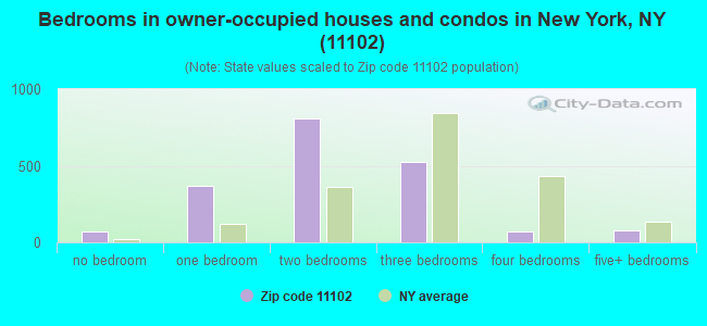 Bedrooms in owner-occupied houses and condos in New York, NY (11102) 