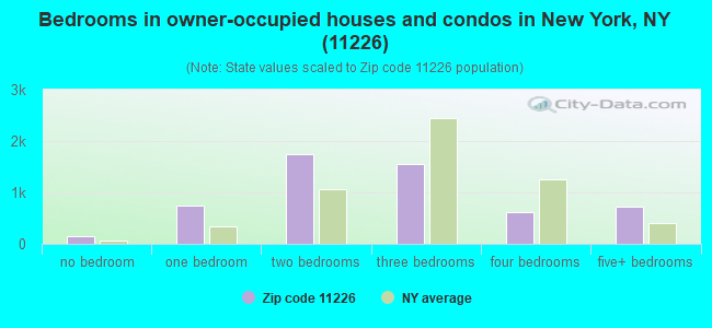 Bedrooms in owner-occupied houses and condos in New York, NY (11226) 