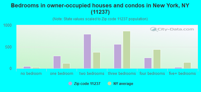 Bedrooms in owner-occupied houses and condos in New York, NY (11237) 