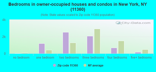Bedrooms in owner-occupied houses and condos in New York, NY (11360) 