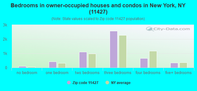 Bedrooms in owner-occupied houses and condos in New York, NY (11427) 