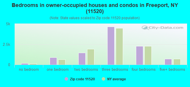 Bedrooms in owner-occupied houses and condos in Freeport, NY (11520) 