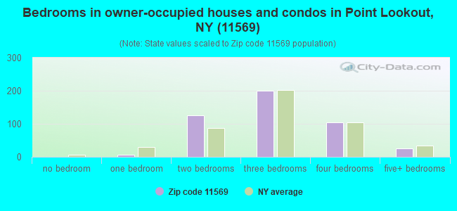 Bedrooms in owner-occupied houses and condos in Point Lookout, NY (11569) 