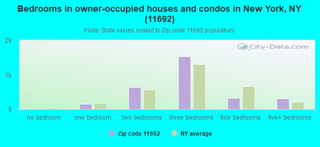 Bedrooms in owner-occupied houses and condos in New York, NY (11692) 