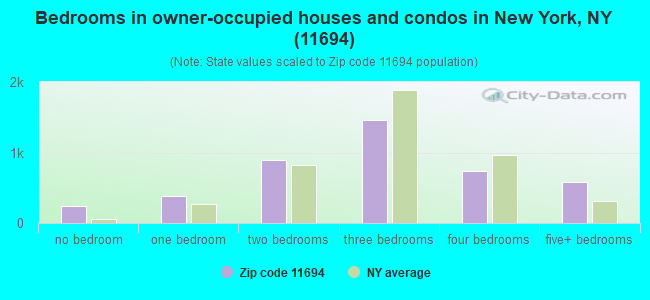 Bedrooms in owner-occupied houses and condos in New York, NY (11694) 