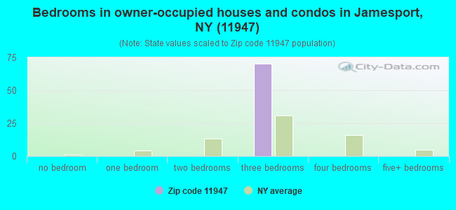 Bedrooms in owner-occupied houses and condos in Jamesport, NY (11947) 