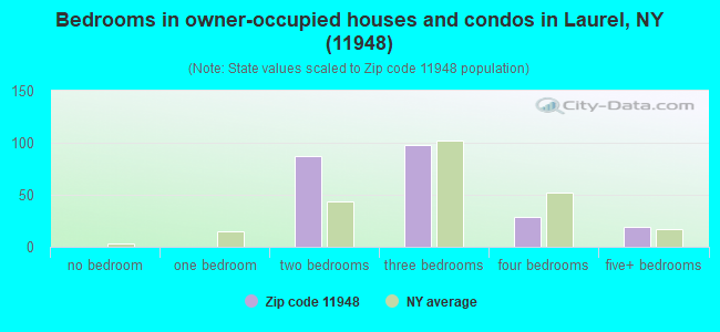Bedrooms in owner-occupied houses and condos in Laurel, NY (11948) 