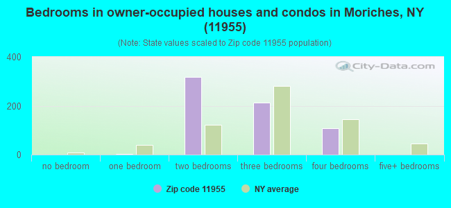 Bedrooms in owner-occupied houses and condos in Moriches, NY (11955) 