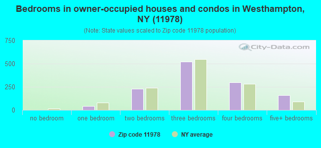 Bedrooms in owner-occupied houses and condos in Westhampton, NY (11978) 
