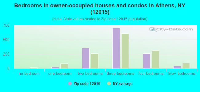 Bedrooms in owner-occupied houses and condos in Athens, NY (12015) 