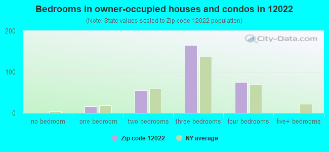 Bedrooms in owner-occupied houses and condos in 12022 