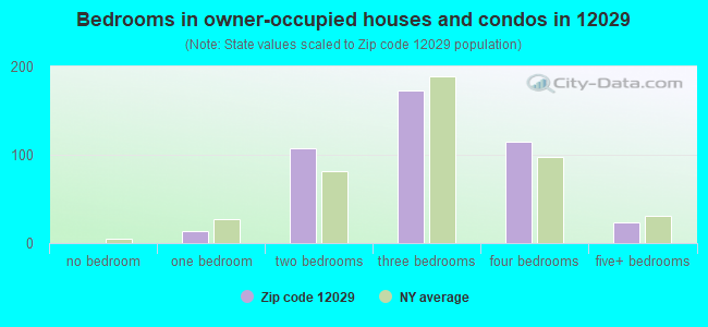Bedrooms in owner-occupied houses and condos in 12029 