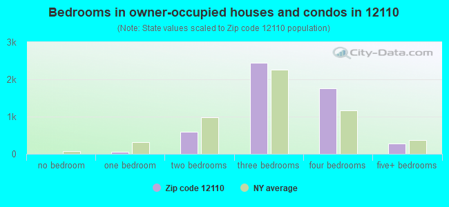 Bedrooms in owner-occupied houses and condos in 12110 