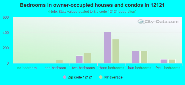 Bedrooms in owner-occupied houses and condos in 12121 