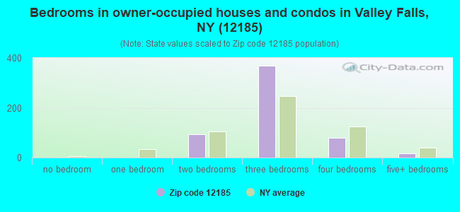 Bedrooms in owner-occupied houses and condos in Valley Falls, NY (12185) 