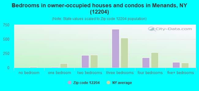 Bedrooms in owner-occupied houses and condos in Menands, NY (12204) 