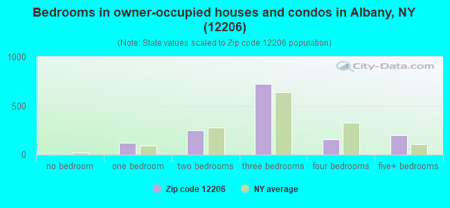 Bedrooms in owner-occupied houses and condos in Albany, NY (12206) 