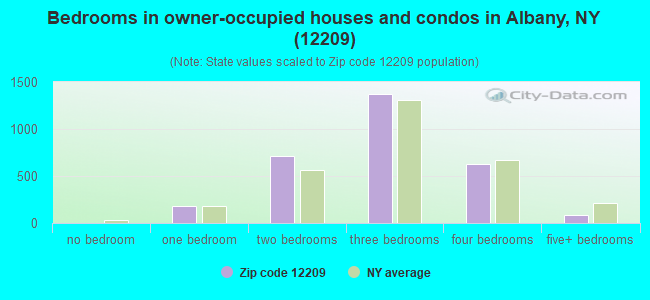 Bedrooms in owner-occupied houses and condos in Albany, NY (12209) 