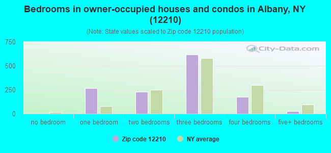 Bedrooms in owner-occupied houses and condos in Albany, NY (12210) 